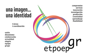 5 áreas
1 coordinación
unión
dinamismo
colaboración
actualidad
alegría
equipo
grupo
compromiso
servicio
innovación
investi...